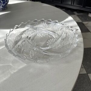 Vintage Crystal Clear Studios Chrysanthemum Sectional 13" Round Serving Platter